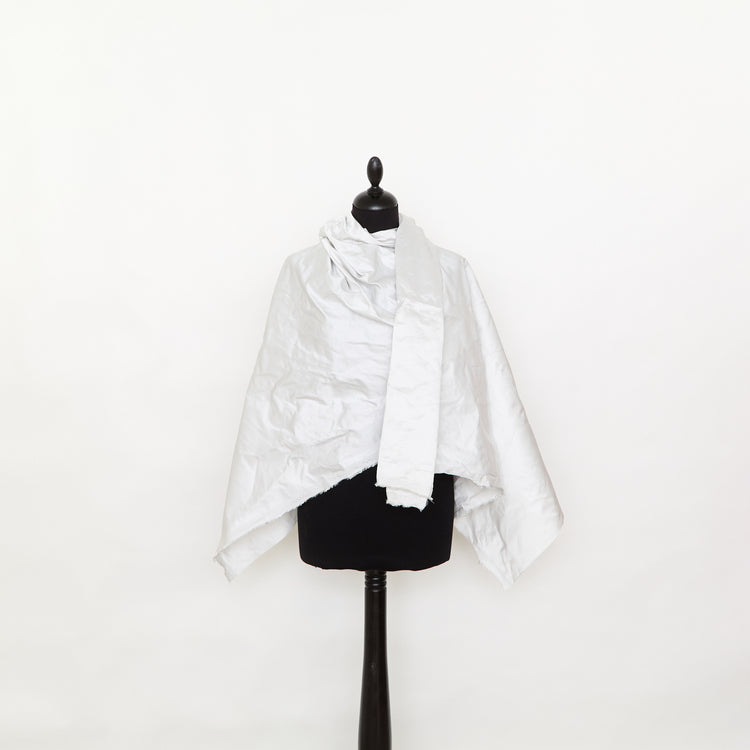 T25M13795 | Satin Froissé Prêt à Teindre en Soie et Métal  - vue 2