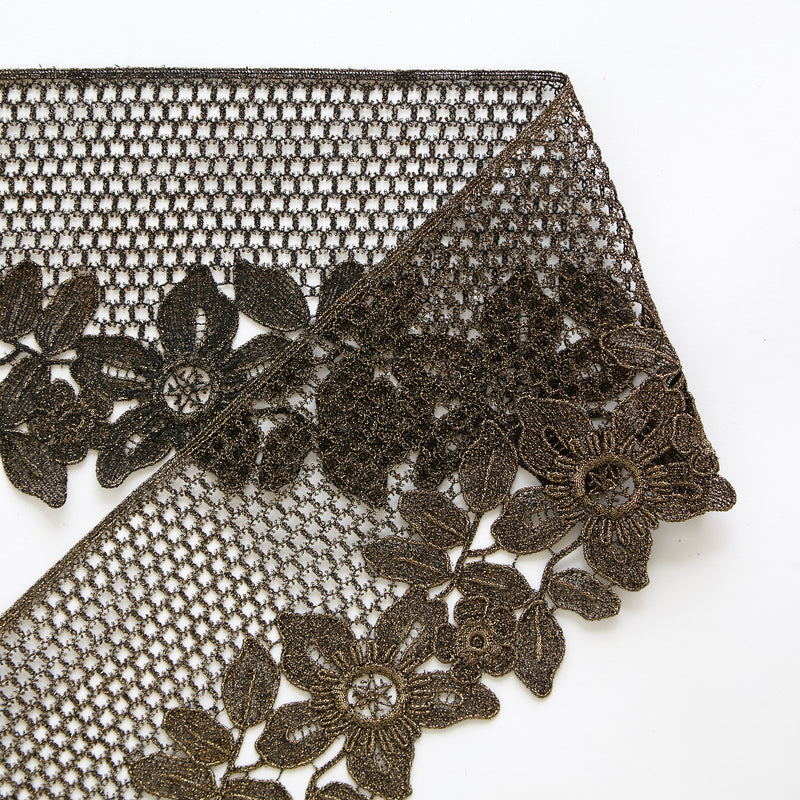 T25M13799 | Galon Floral Doré en Viscose  10 cm