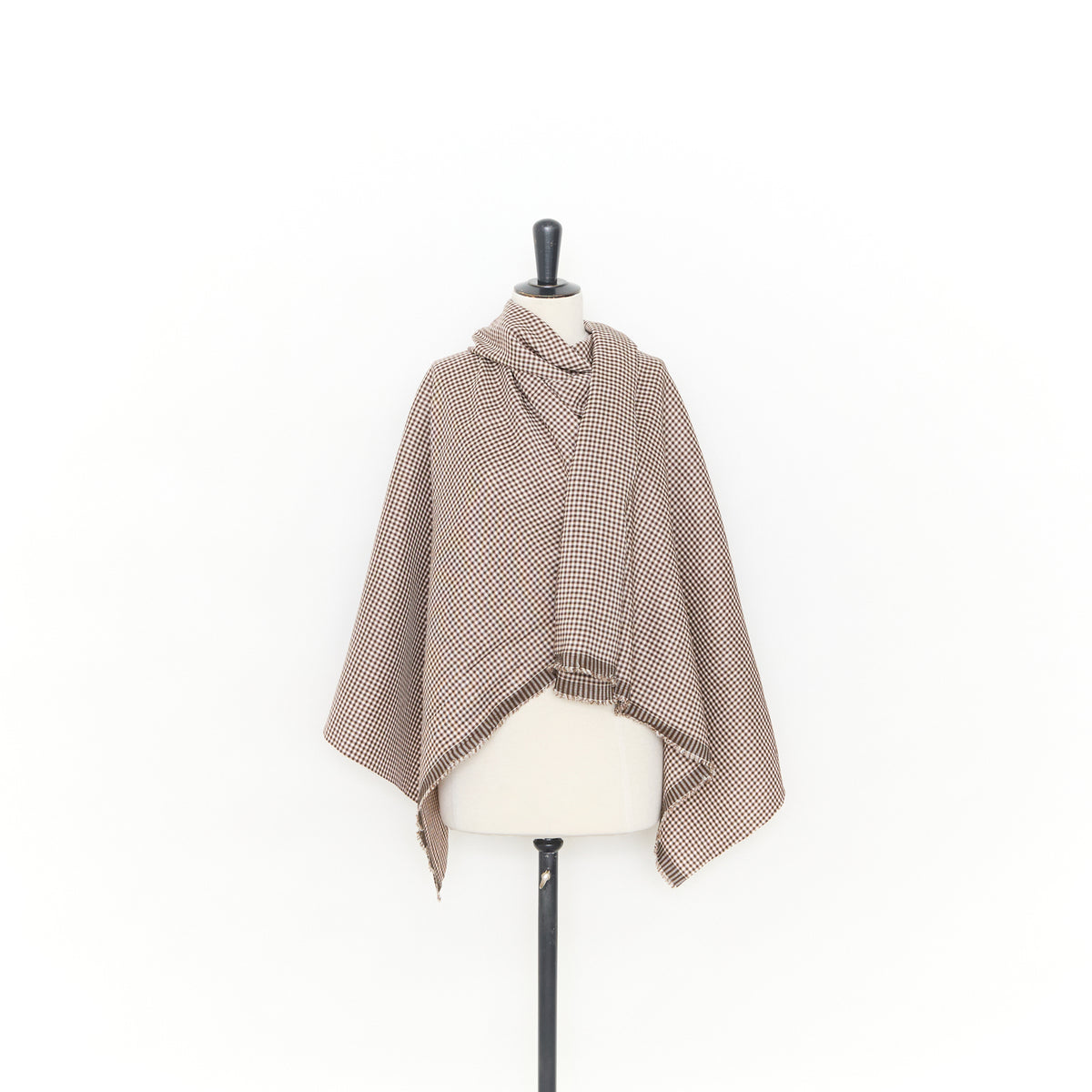 T25N13131 | Gabardine de Lin et Viscose à Mini Carreaux