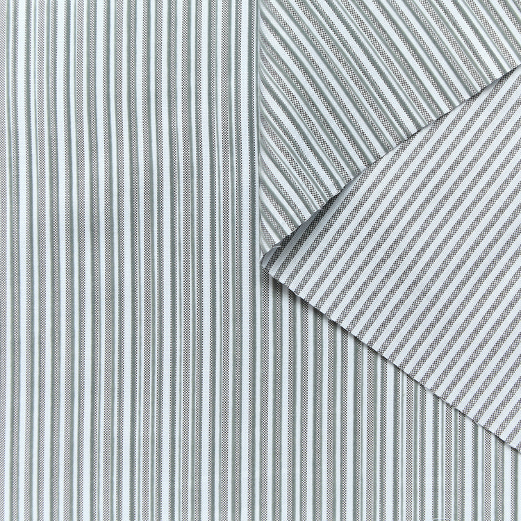 T26B16373 | Flocked Striped Cotton Oxford - view 1