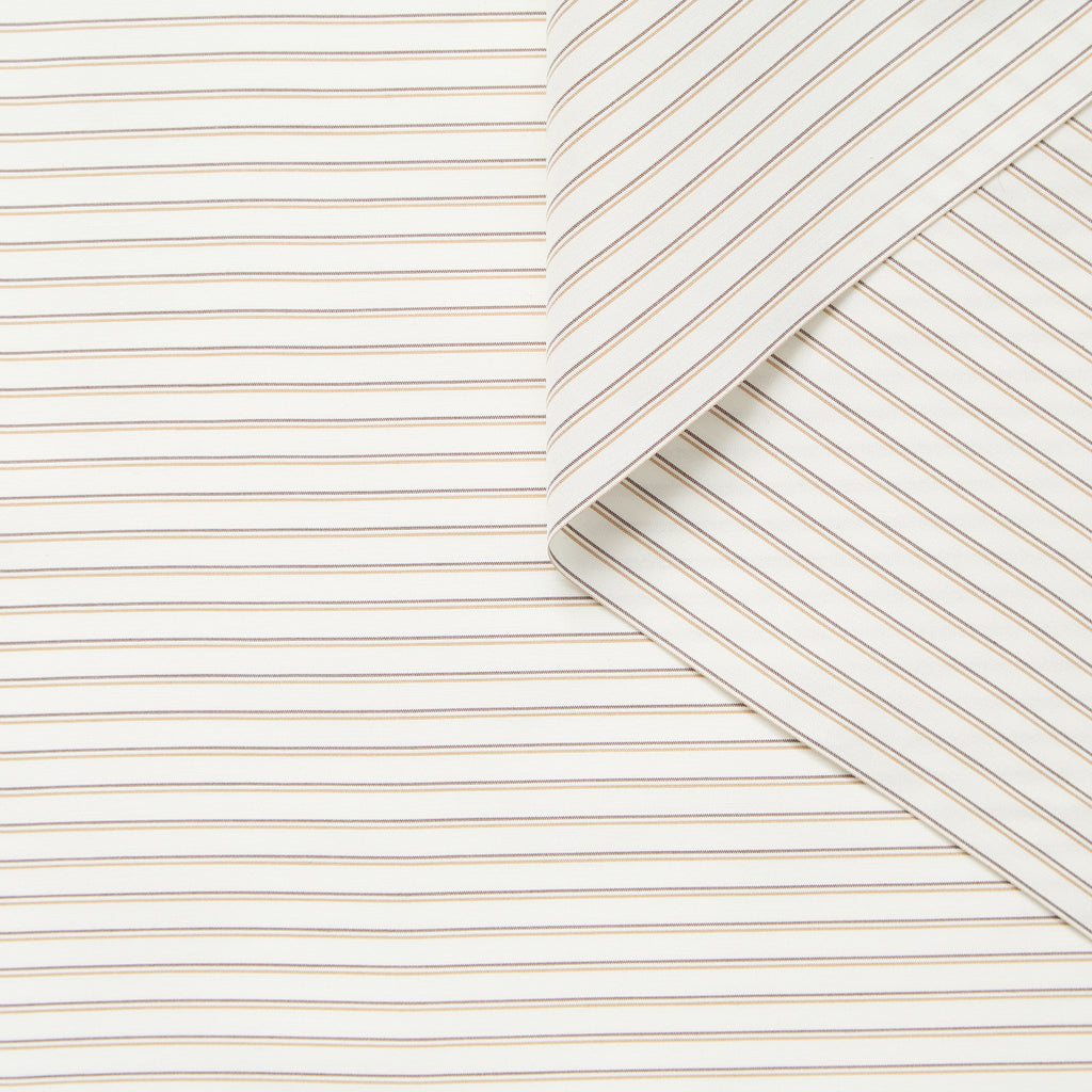 T26C15068 | Popeline Rayures Horizontales en Coton et Soie GOTS