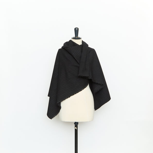 T26K16132 | Tweed à Rayures Craie en Coton et Laine