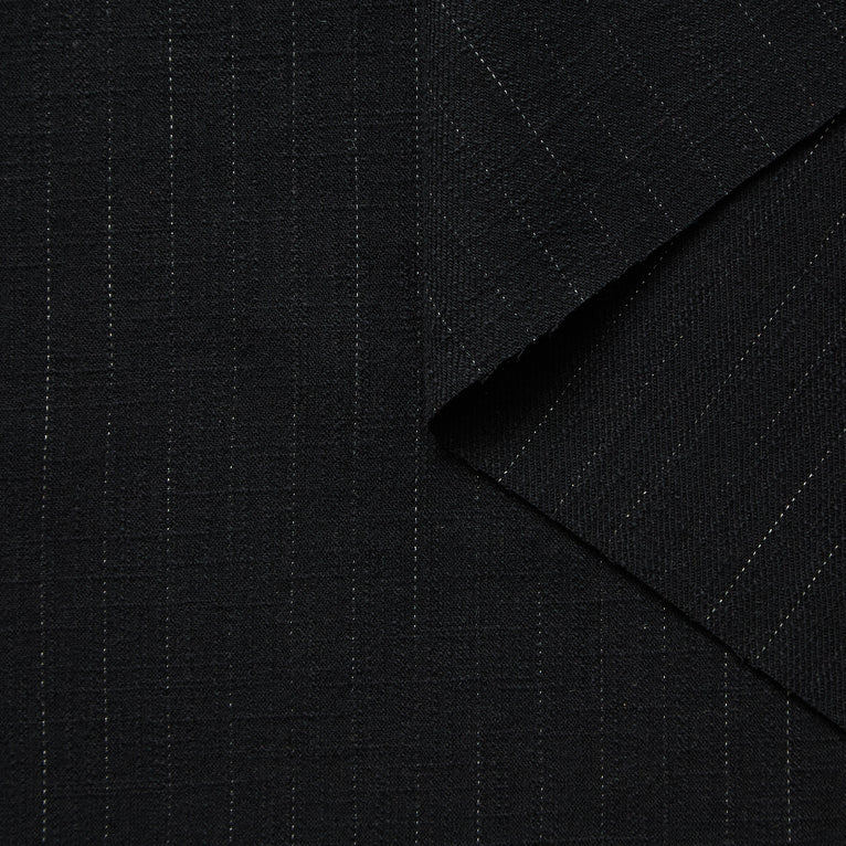 T26K16132 | Chalk Striped Cotton &amp; Wool Tweed - view 2