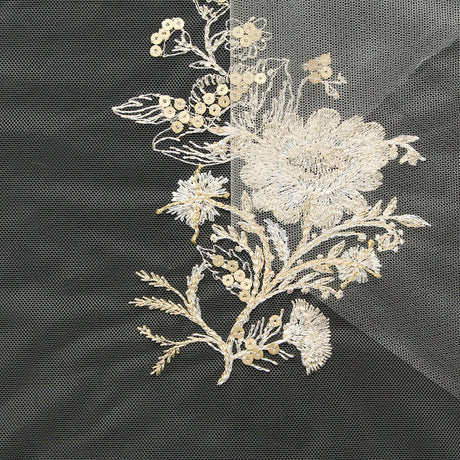 T26M15390 | Floral Embroidered Tulle Sequins