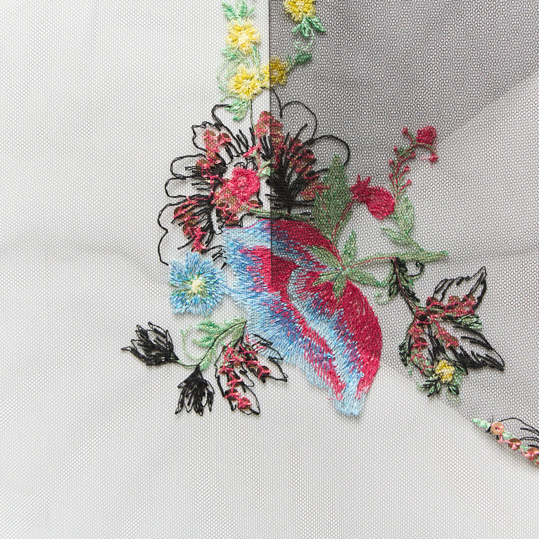 T26M15392 | Floral Embroidered Tulle Sequins - vue 1