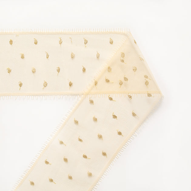 T26M15658 | Gold Plumetis Galloon Tulle 10cm