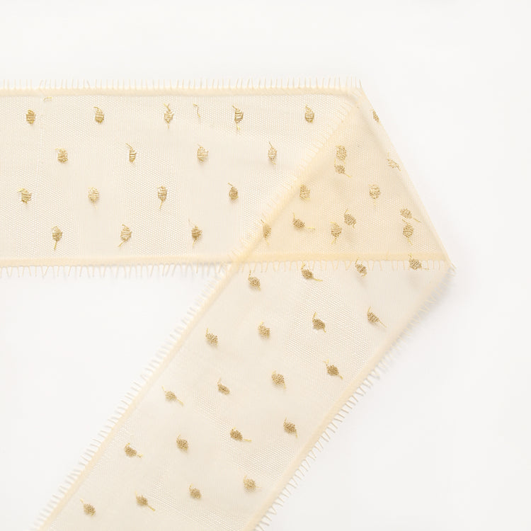 T26M15658 | Gold Plumetis Galloon Tulle 10cm - view 1
