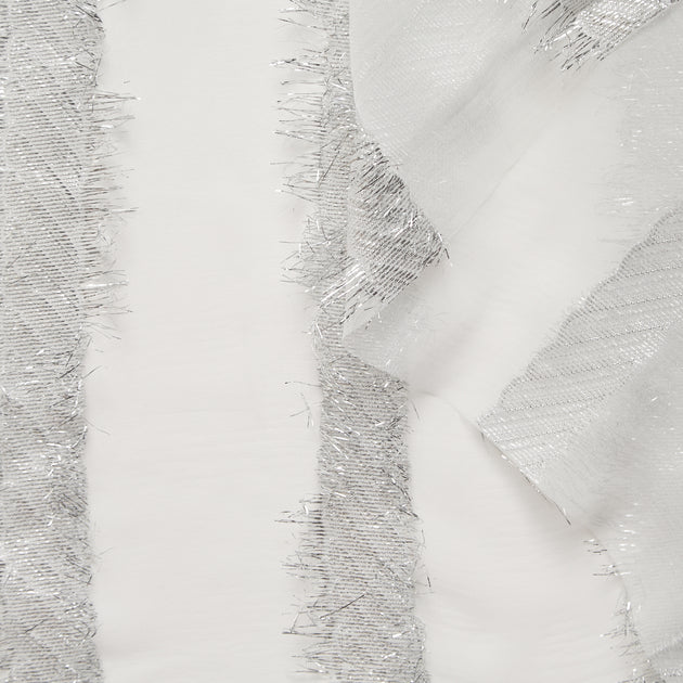 T26M15712 | Lamé Diagonal Stripe Fil Coupé Silk Jacquard