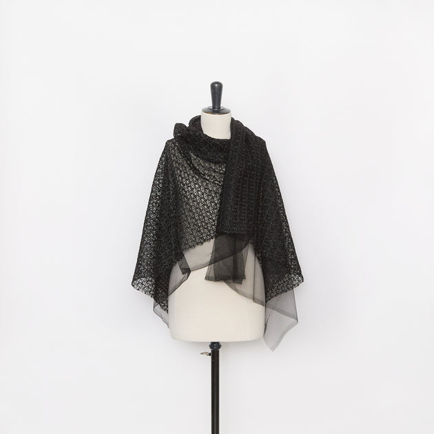 T26M15722 | Geometric Wool Embroidery on Tulle