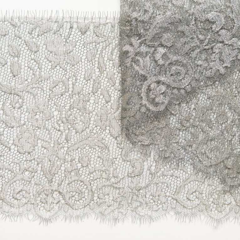 T26M15743 | Galon Dentelle Floral Argenté 20cm - vue 1
