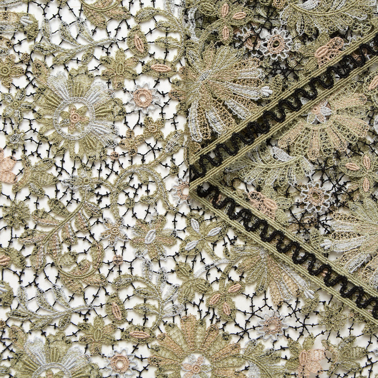 T26M15751 | Multicolored Floral Lamé Cotton Guipure - view 1