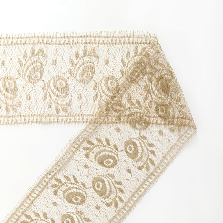 T26M15879 | Gold Floral Galloon Lace 13cm - view 1