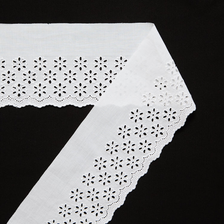 T26M15896 | Broderie Anglaise on Galloon Cotton Voile 11cm - view 1