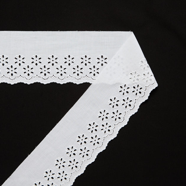 T26M15897 | Galon Broderie Anglaise sur Voile en Coton 8,5cm