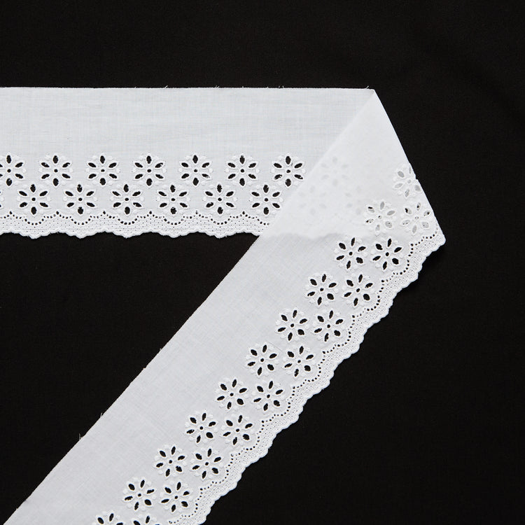 T26M15897 | Galon Broderie Anglaise sur Voile en Coton 8,5cm - vue 1
