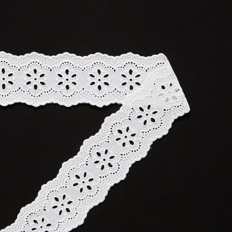T26M15900 | Galon Broderie Anglaise sur Voile en Coton 4cm - vue 1
