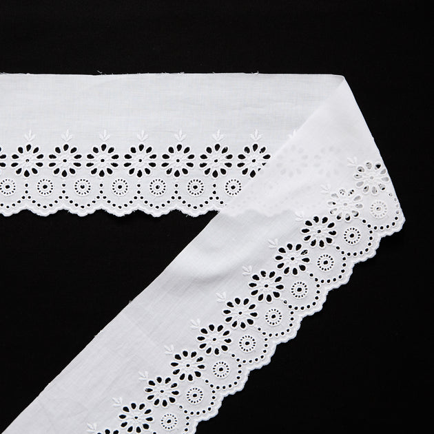 T26M15905 | Broderie Anglaise on Galloon Cotton Voile 9cm