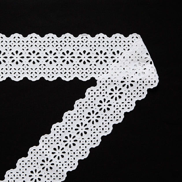 T26M15908 | Galon Broderie Anglaise sur Voile en Coton 6cm