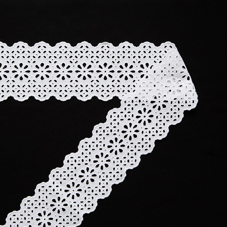 T26M15908 | Broderie Anglaise on Galloon Cotton Voile 6cm - view 1