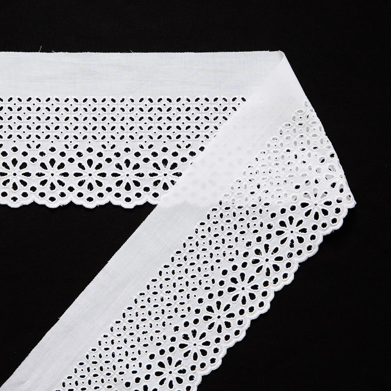 T26M15909 | Galon Broderie Anglaise sur Voile en Coton 10,5cm - vue 1