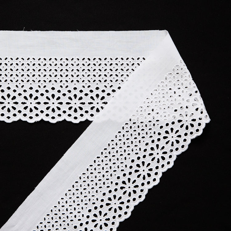 T26M15909 | Galon Broderie Anglaise sur Voile en Coton 10,5cm - vue 1