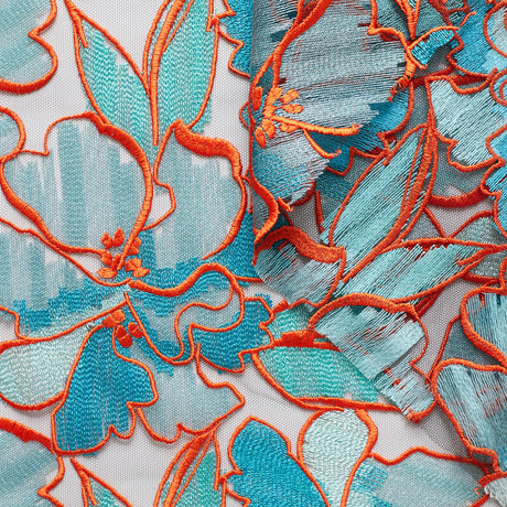 d21c00010 | Dentelle Florale Brodée Sur Tulle