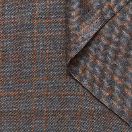 t20a00202 | Drap Mélange Laine Soie Lin à Carreaux