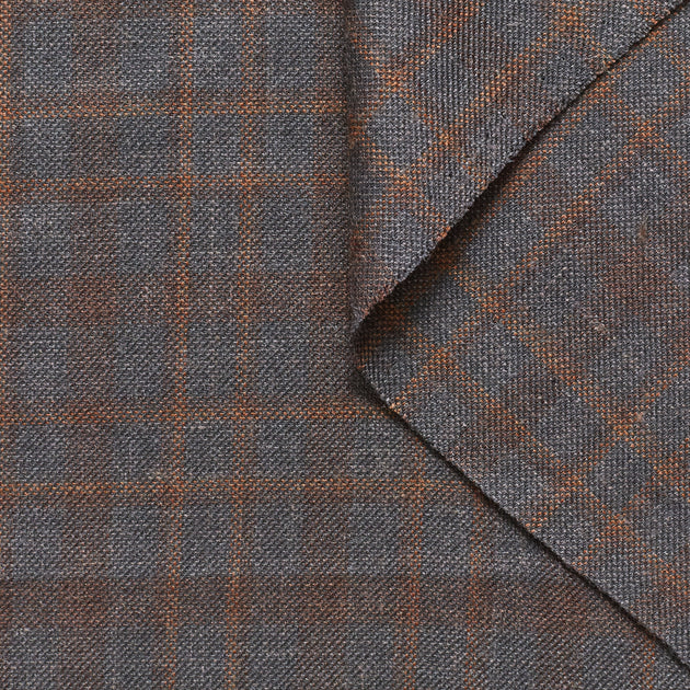t20a00202 | Drap Mélange Laine Soie Lin à Carreaux