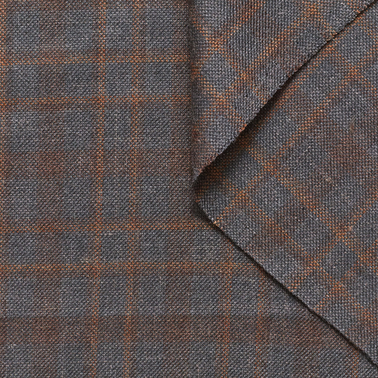 t20a00202 | Drap Mélange Laine Soie Lin à Carreaux - vue 1