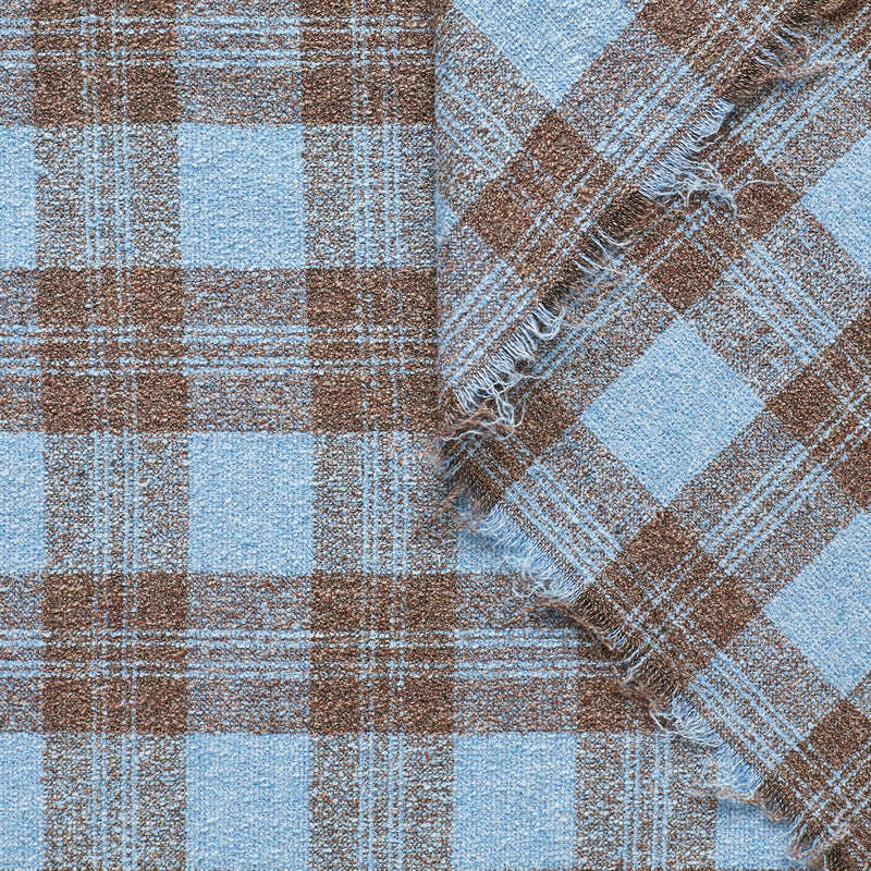 T22E00712 | Cotton, Wool and Linen Check Bouclé
