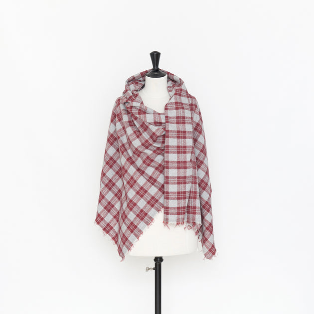 T22E00712 | Cotton, Wool and Linen Check Bouclé