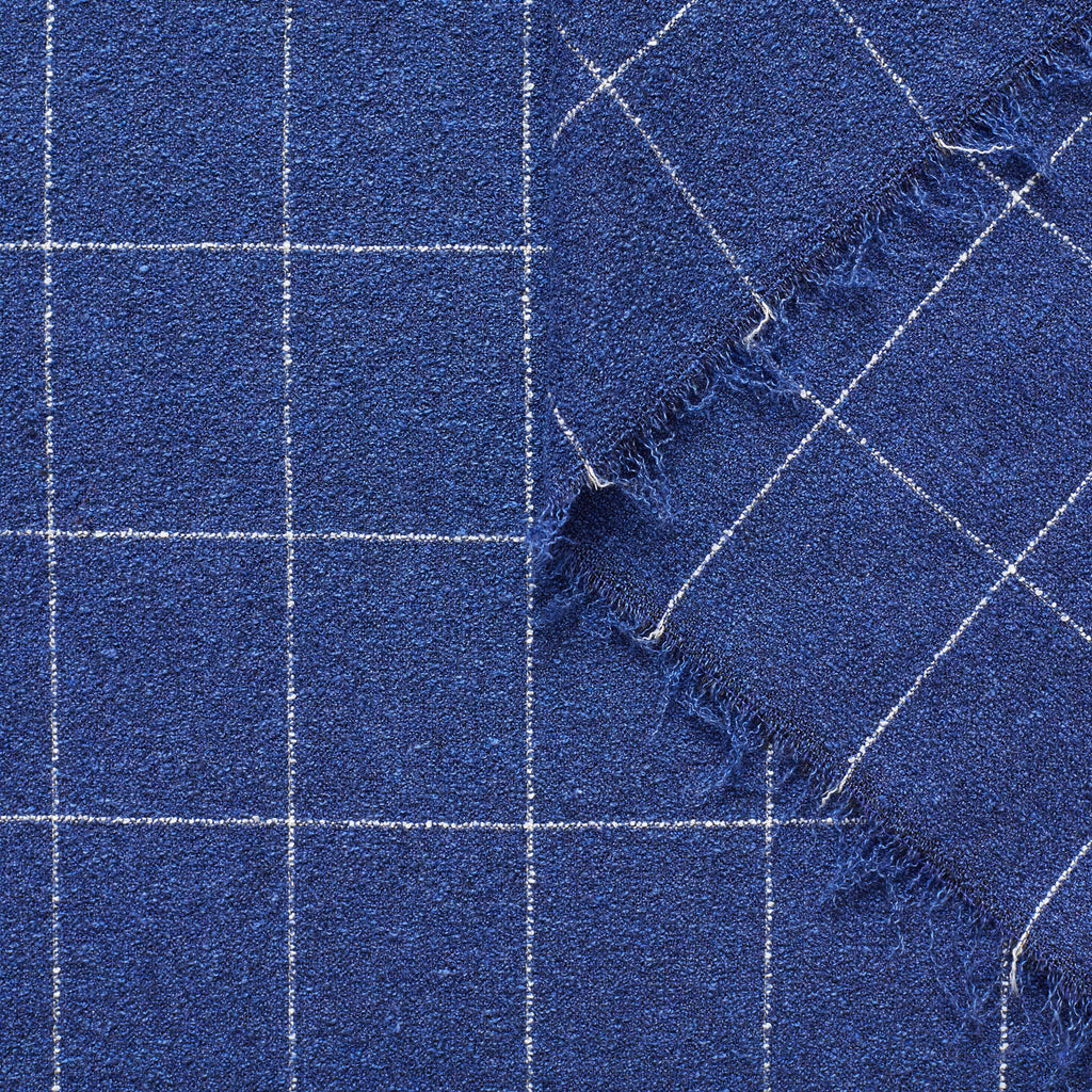 T22E00713 | Cotton, Wool and Linen Check Bouclé