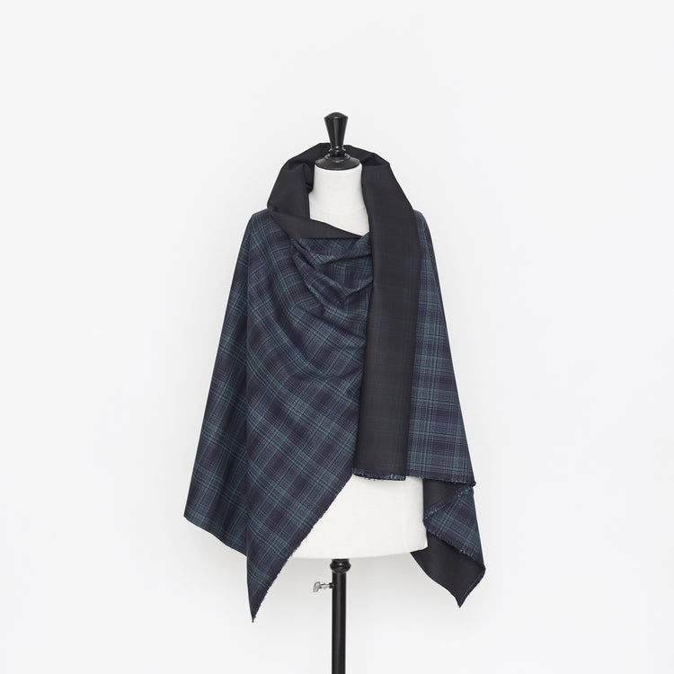 t22f00723 | Laine et Coton À Carreaux Plaid Tissage Panier - vue 2