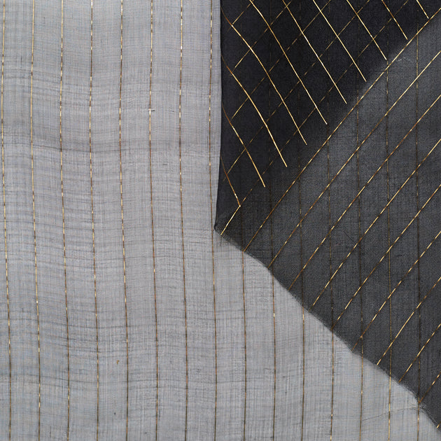 T22I00892 | Gold Lurex Striped Silk Muslin
