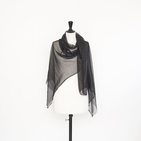 Mousseline De Soie Rayée Lurex Or