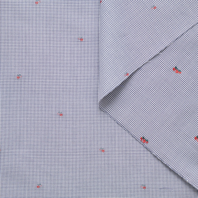t22i00915 | Popeline Vichy Et Détail Fleur