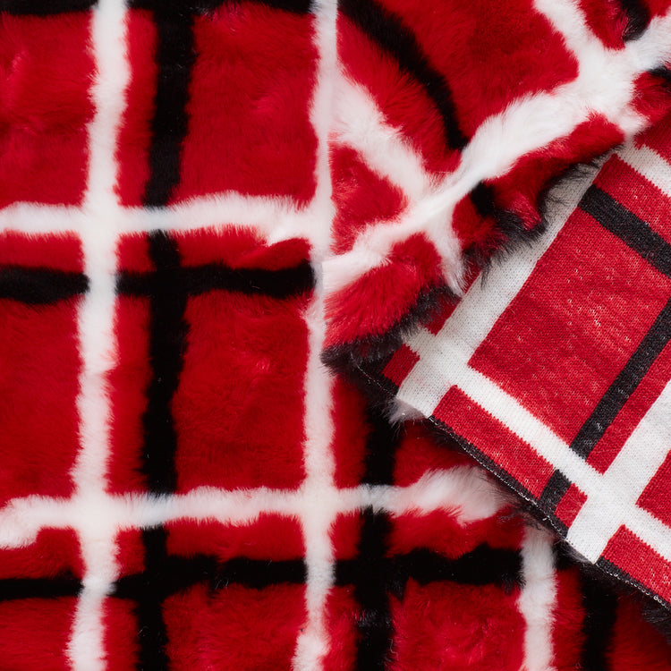 T22I00922 | Checked Faux Fur - view 1