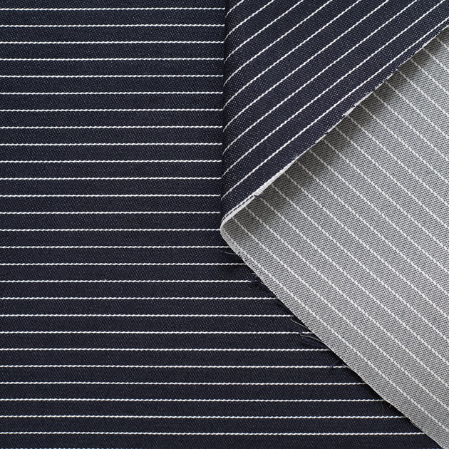 T22M00945 | Cotton & Silk Pinstripe Denim