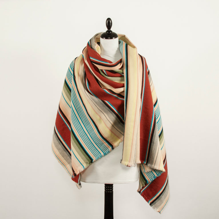 T22V03309 | Wool &amp; Cotton Striped Drap 155 x 160cm Pannel - view 2