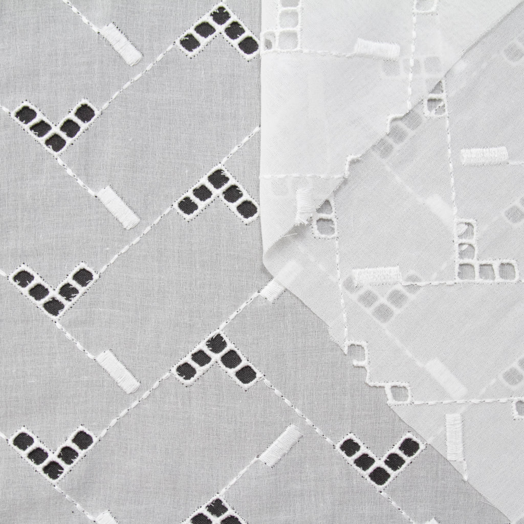 T22V03319 | Geometric Broderie Anglaise On Cotton Voile