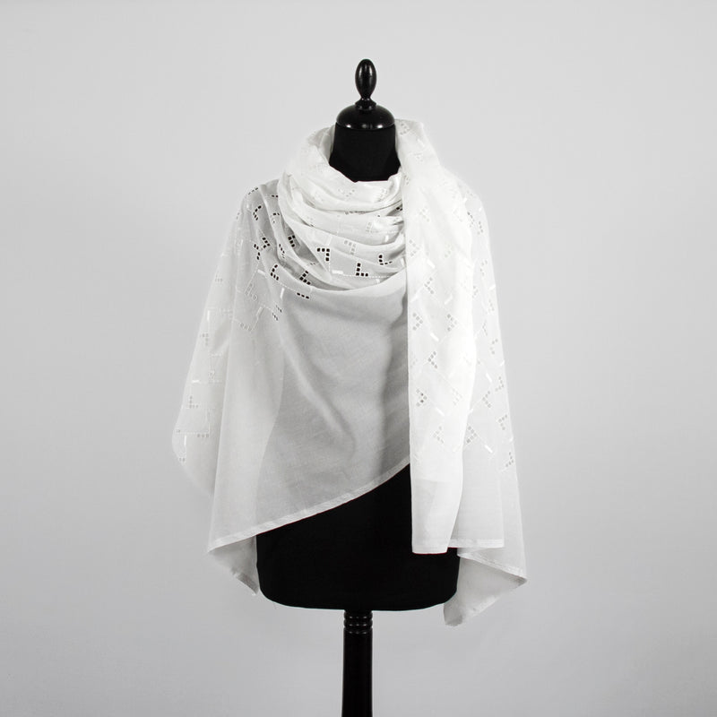 T22V03319 | Geometric Broderie Anglaise On Cotton Voile
