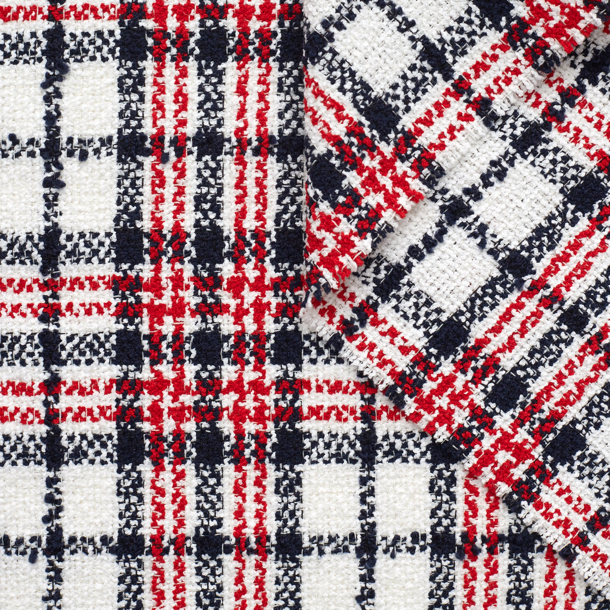 T22Z03911 | Wool & Cotton Tartan Bouclé Tweed