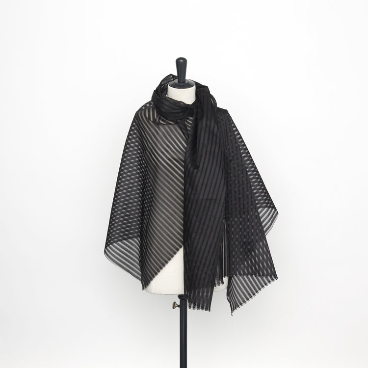 T23M04403 | Sheer Striped Silk Organza - view 2